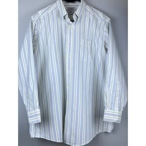 Men’s LL Bean Classic Oxford Wrinkle Resistant Sz 32 16 1/2” Blue Yellow White S